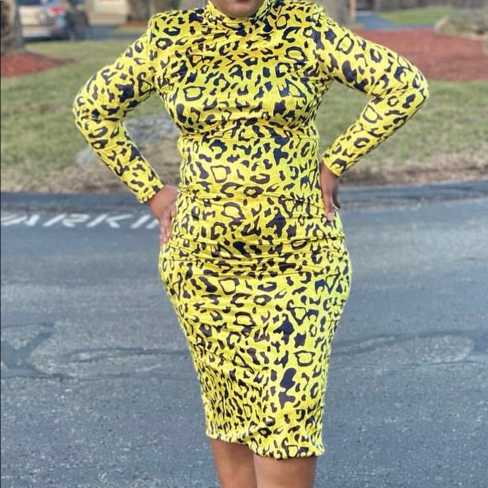 Animal print midi dress